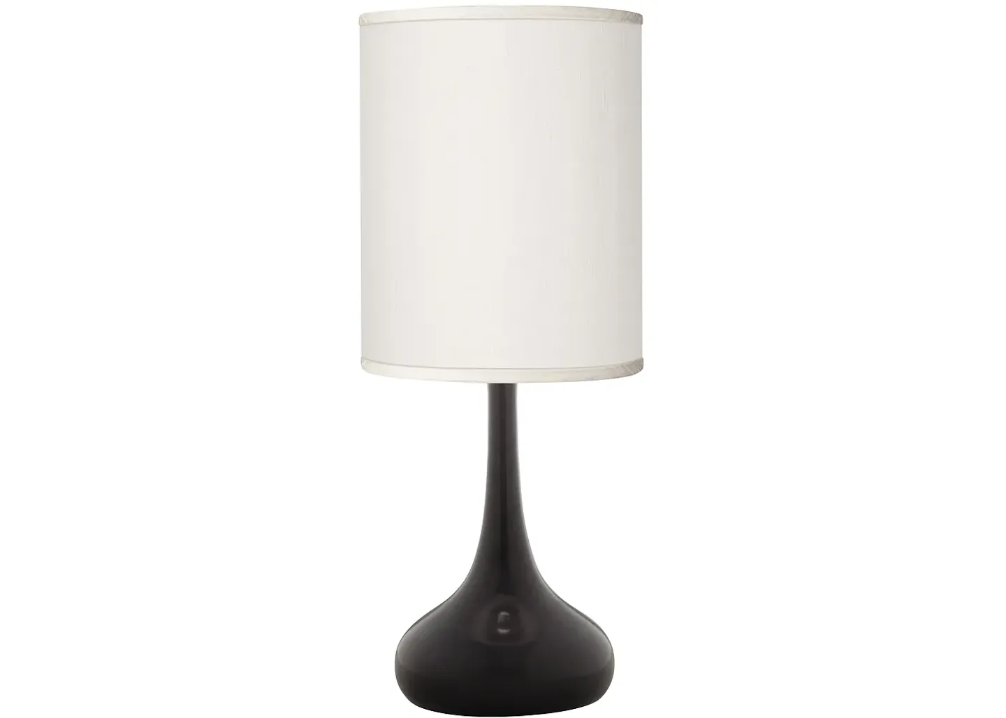 Possini Euro Design Possini Euro Black Finish Droplet Table Lamp with Cream Faux Silk Shade